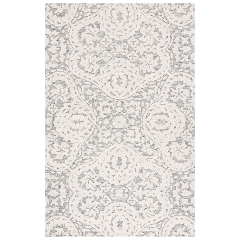 SAFAVIEH Handmade Metro Shafika Floral Wool Rug - 6' Square - Ivory/Grey