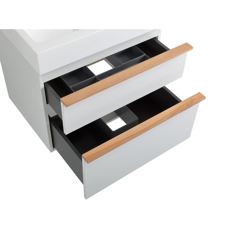 Wall Mounted Bathroom Vanity with Integrated Acrylic Sink