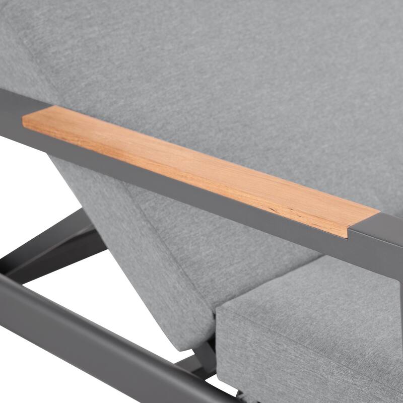 Arlo Teak & Wicker Aluminum Dual-Use Outdoor Chaise Lounge (Set of 2)