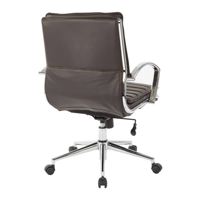 Faux Leather Chair/ Chrome Base Mid-back Professional Managers Chair w/ Removable Sleeves