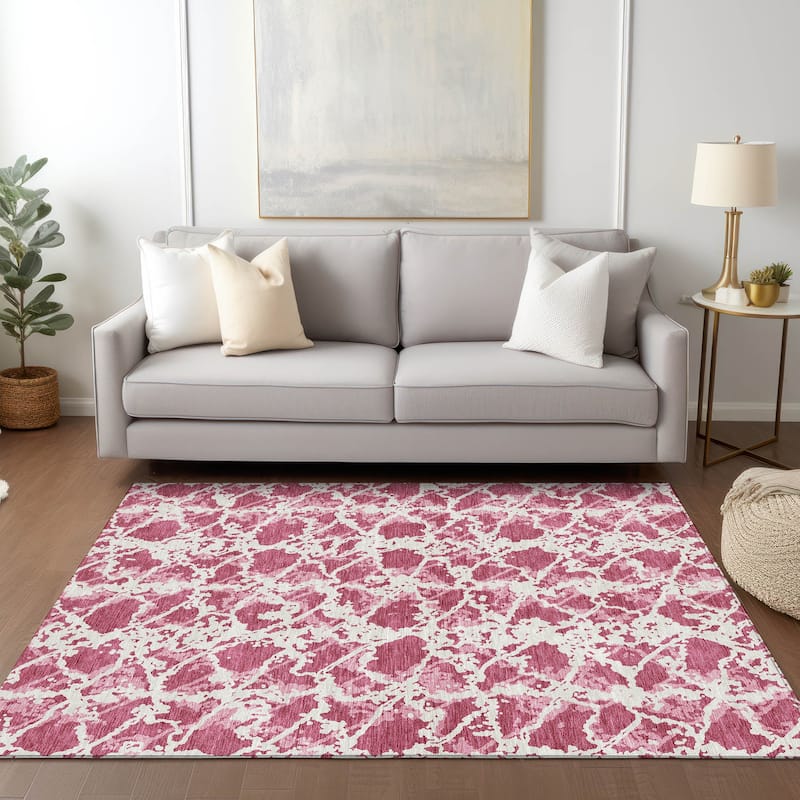 Machine Washable Indoor/ Outdoor Abstract Modern Chantille Rug