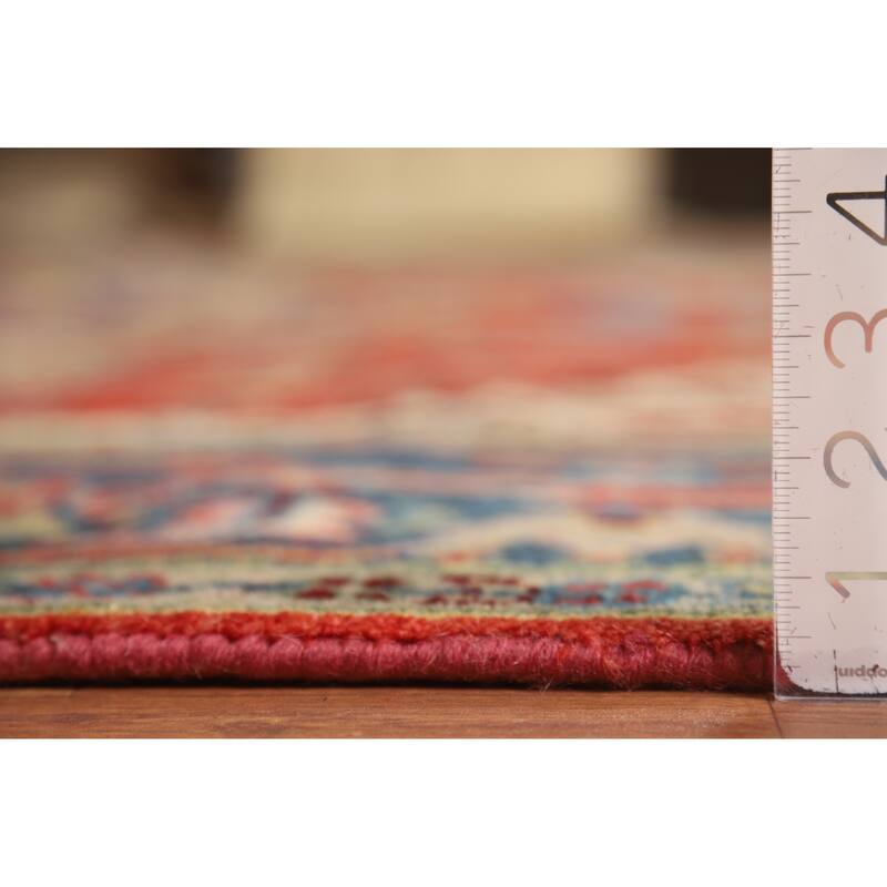 Geometric Heriz Serapi Indian Rug Hand-Knotted Orange Wool Carpet - 7'10"x 9'9"