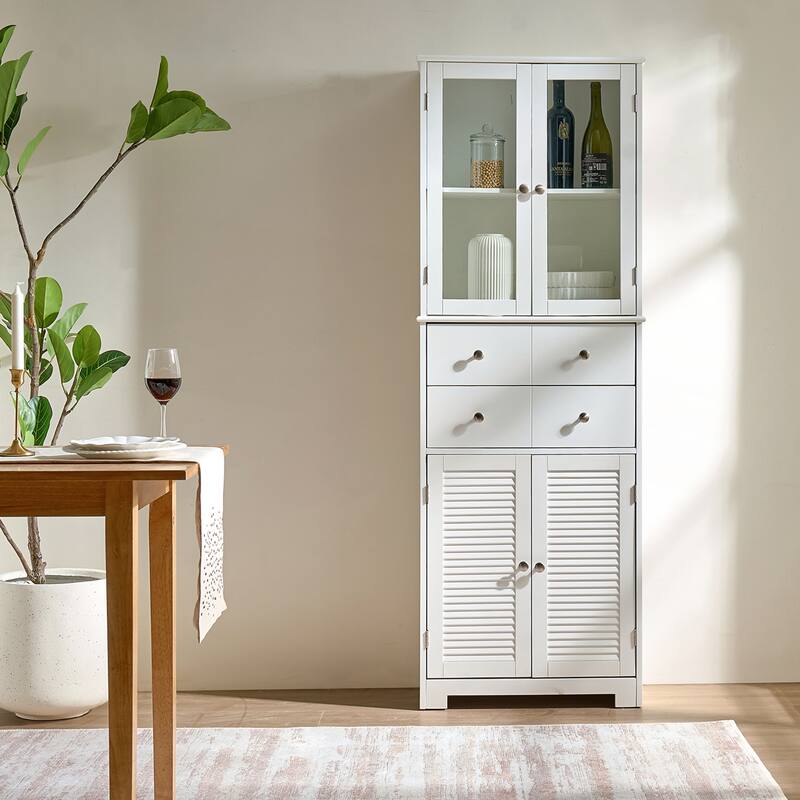 67in Tall Kitchen Pantry Cabinet with Doors and Shelves