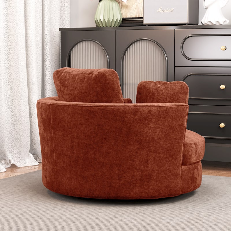 50.2"W Accent Barrel Chair,360° Swivel Club Chair with Metal Base
