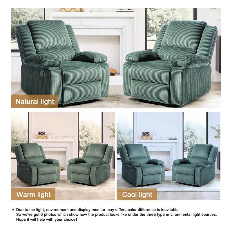 2Set Modern Lounger Upholstered Push Back Manual Recliner Chair