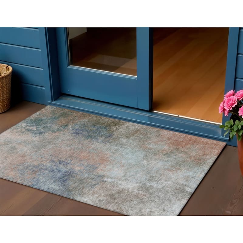 HomeRoots Abstract Transitional Rectangle Outdoor Rug - 3' x 5'