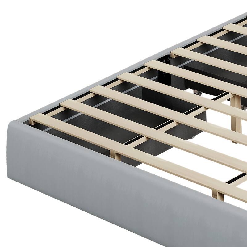 Moasis Velvet/Linen Upholstered Bedframe with Adjustable Headboard and 4 Storage Drawers