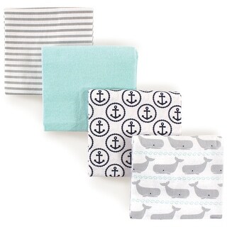 Hudson Baby Infant Boy Cotton Flannel Receiving Blankets, Gray Whale, One Size - Gray Whale - One Size