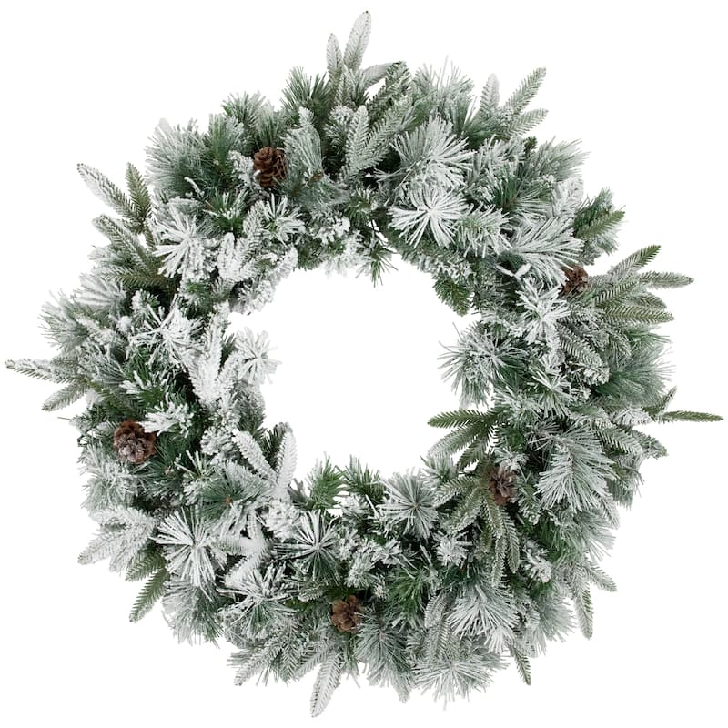Flocked Rosemary Emerald Angel Pine Artificial Christmas Wreath - 30-Inch Unlit - 30"