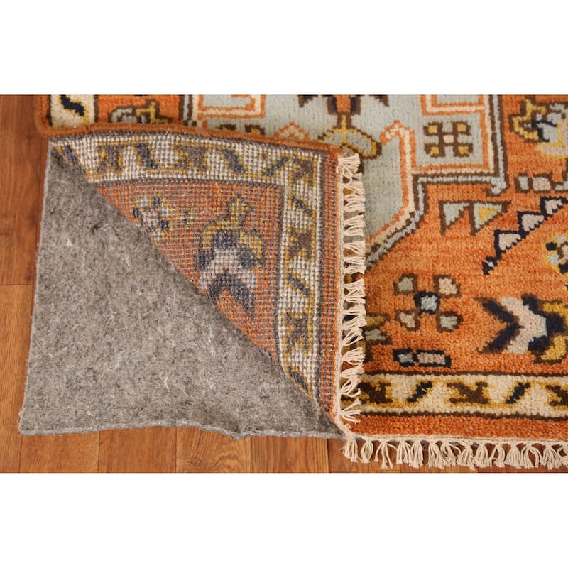 Orange Heriz Serapi Indian Runner Rug Hand-Knotted Wool Carpet - 2'6" x 8'0"