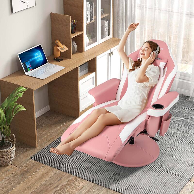 Goplus Massage Gaming Recliner Height Adjustable Racing Swivel Chair - See Details