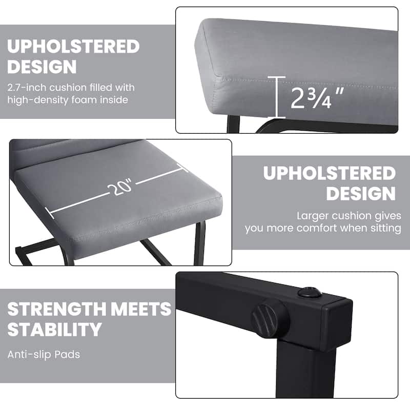 Dining Chairs Set of 2, Upholstered Kitchen Chairs with Metal Legs, Armless Chair with Comfortable Seat for Dining Room