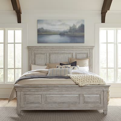 Heartland Antique White King Panel Bed