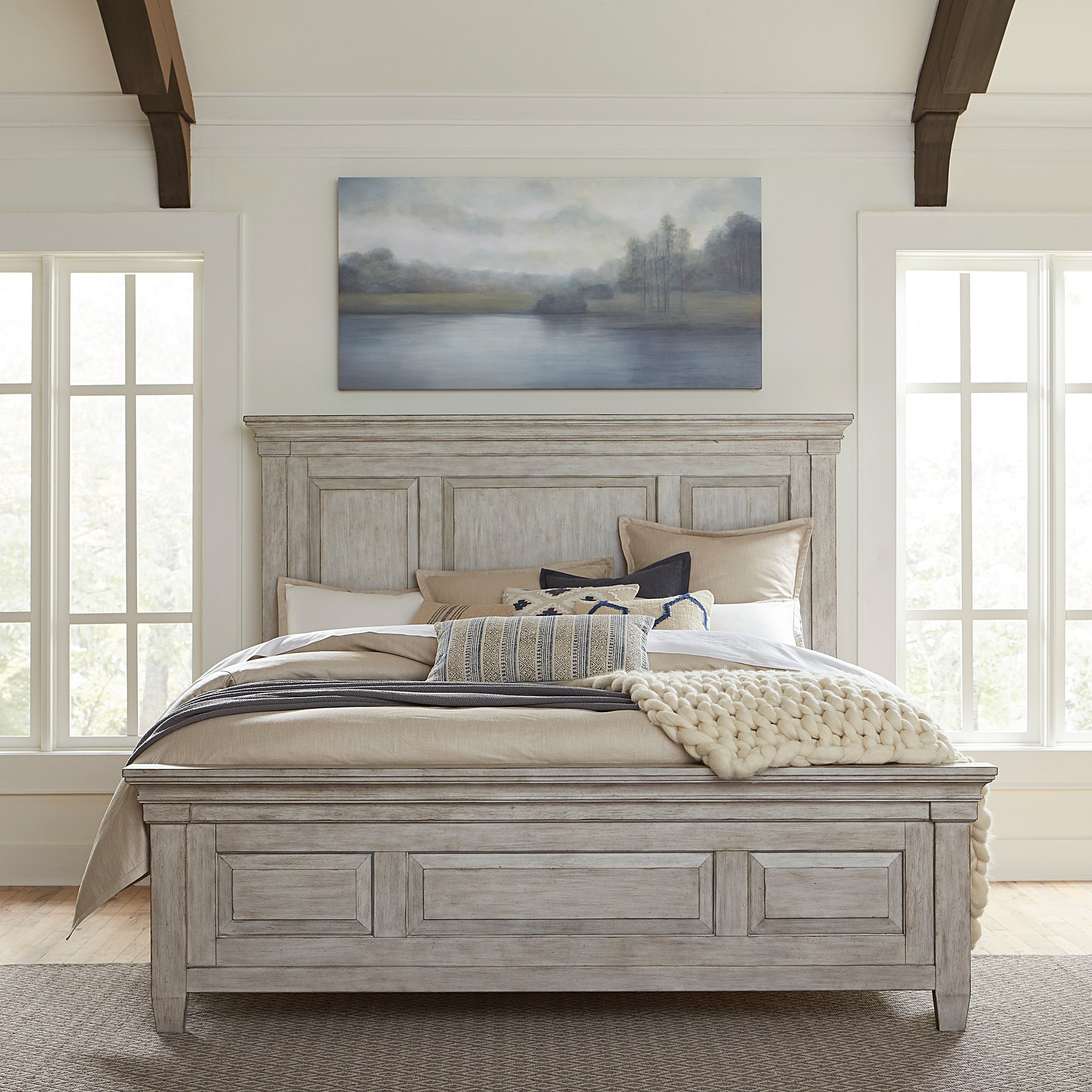 Heartland Antique White Tobacco King California Panel Bed
