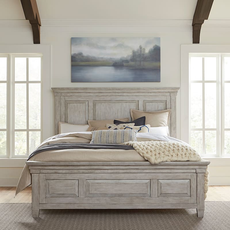 Heartland Antique White Tobacco Queen Panel Bed - Antique White - Queen