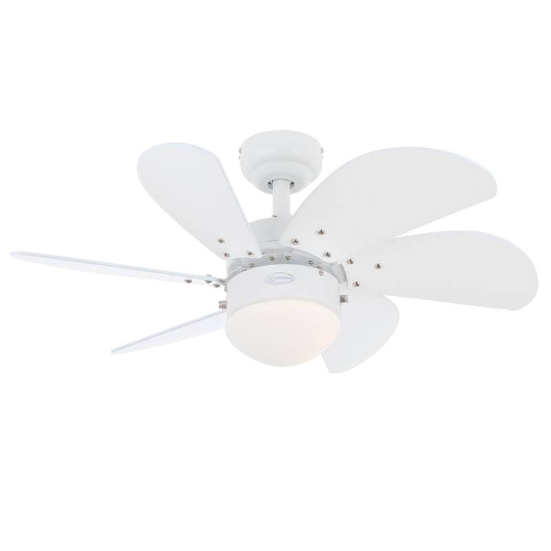 Westinghouse Lighting Turbo Swirl 30-Inch 6-Blade Indoor Ceiling Fan with Dimmable LED Light and Opal Frosted Glass - White