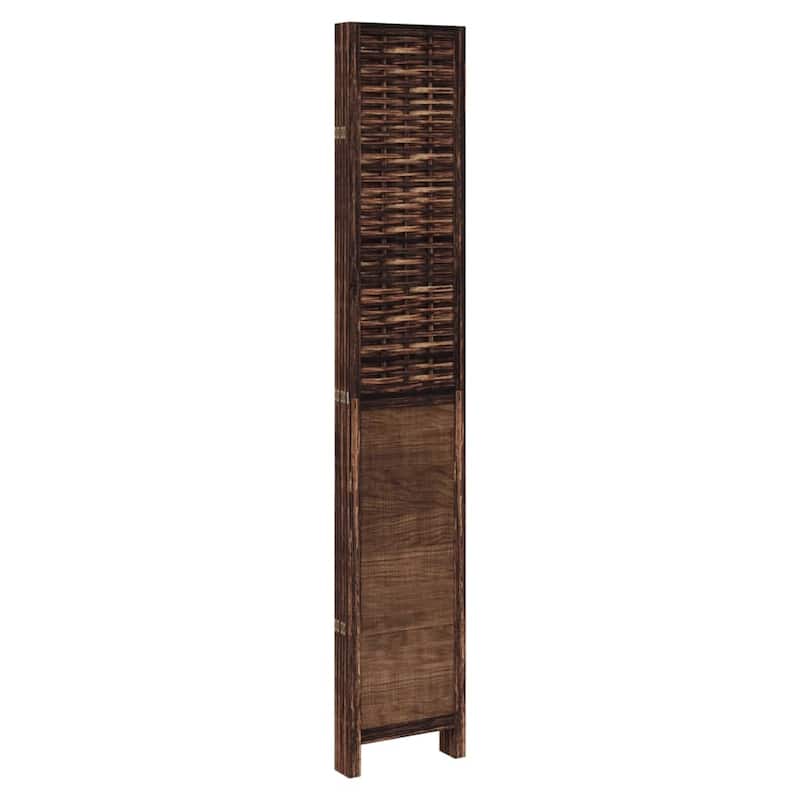 vidaXL Room Divider Privacy Screen Living Room Dark Brown Solid Wood Paulownia