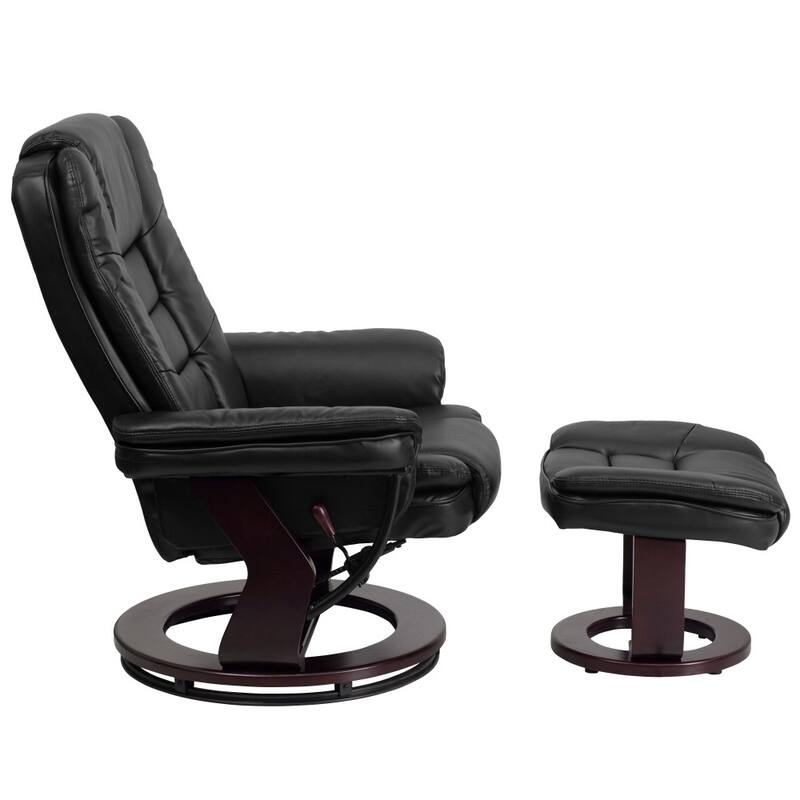 Contemporary Multi-Position Upholstered Recliner Chair with Ottoman