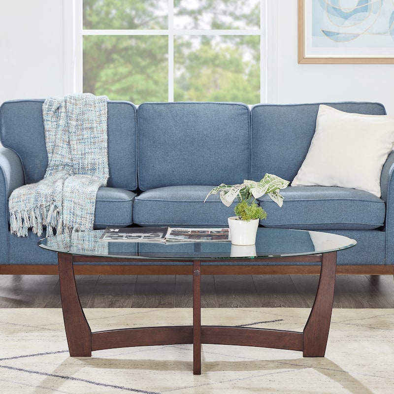 48-Inch Oval Tempered Glass Coffee Table - Modern Centerpiece for Living Spaces‌