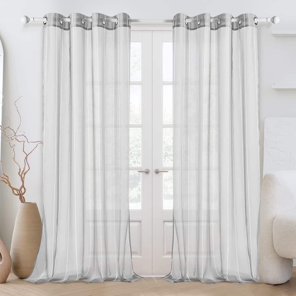 Deconovo Designer Series Stripe Sheer Curtains 2 Panels - W52 x L63
