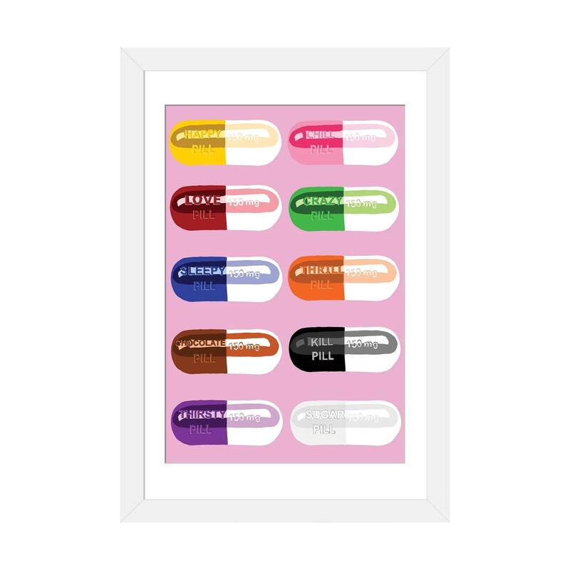iCanvas "Pill Popper Pink" by Jaymie Metz - White - 32x24x1