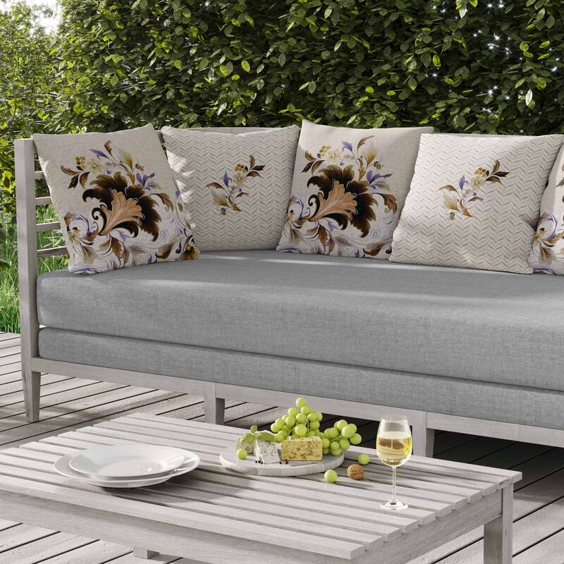 Damask Hue Indoor/Outdoor Reversible Throw Pillow Olive and Green