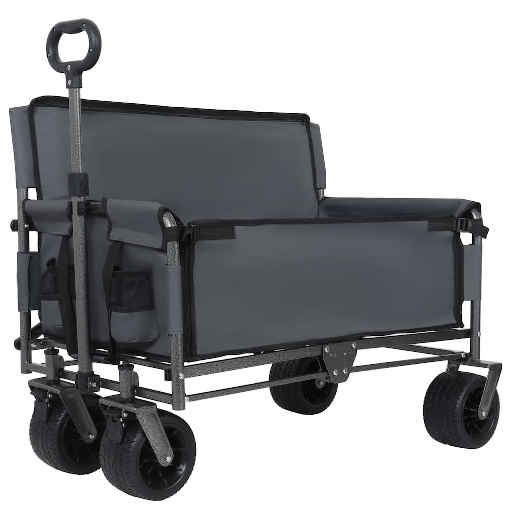3-In-1 Convertible Folding Wagon Cart With Bench Seat & Storage-500lbs Heavy-Duty Utility Wagon,180l Capacity All-Terrain Wheels