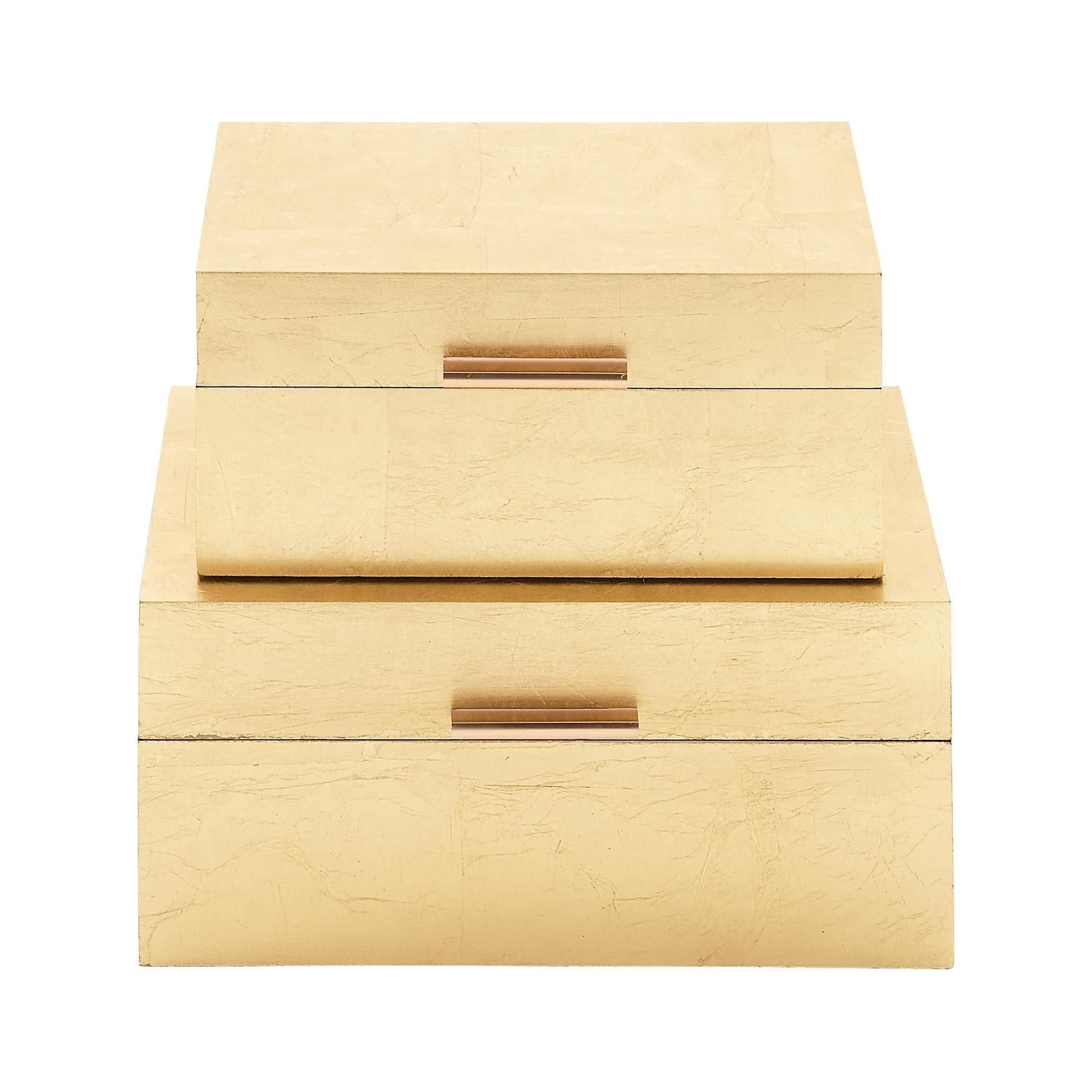 CosmoLiving by Cosmopolitan - Wooden Box with Textured Foiled Exterior - Set of 2 Gold or Silver