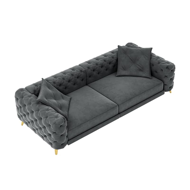 GDFStudio - Velvet 97.7" 3-in-1 Convertible Sleeper Sofa with Pull-Out Bed