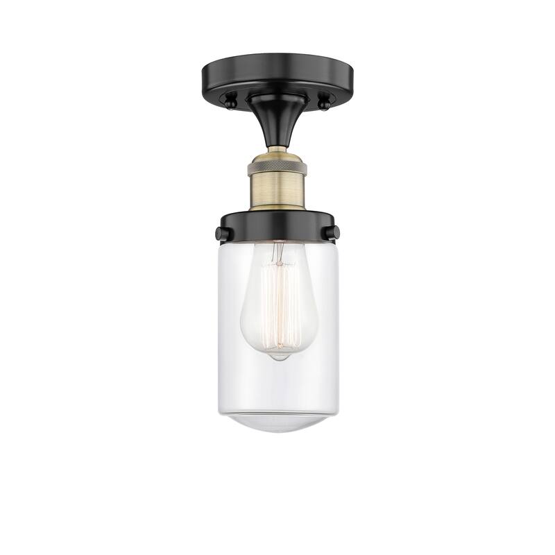 Innovations Lighting Edison Dover - 1 Light 7" Semi-Flush Mount - Clear/Black Antique Brass