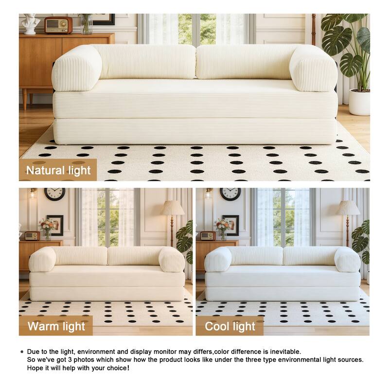 2 Set Corduroy Large Couch Convertible Floor Sofa Bed Sleeper