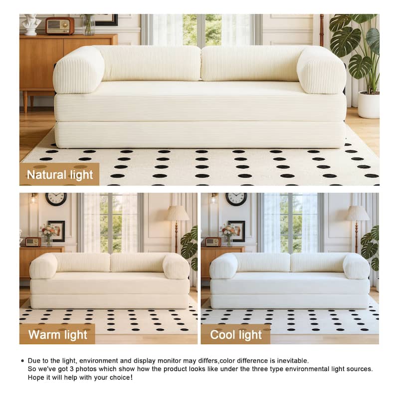 Oversized Corduroy Convertible Floor Sofa Bed Sleeper Couch
