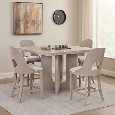 Zoko 7pc Counter Height Dining Table Set, 6 Seater, White Wash Oak
