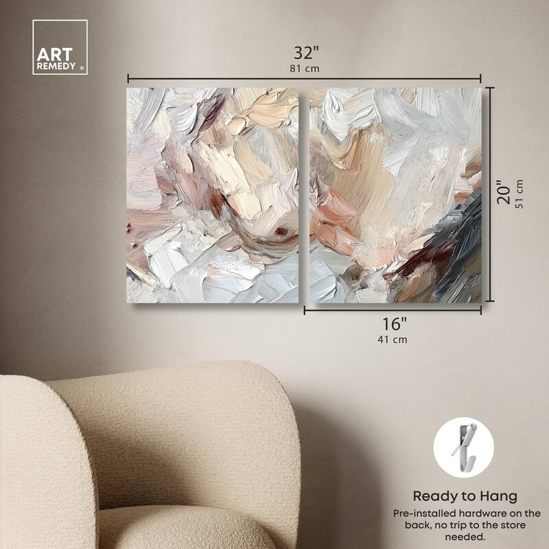 Running Horse Neutral I Canvas Set of 2 by Art Remedy, Gallery Wrapped