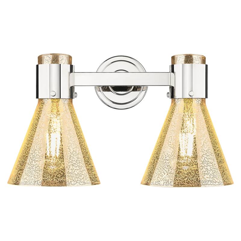 Innovations Lighting 464-2W-G464C-7ME Lawton Cone 2 Light 16" Wide - Polished Nickel