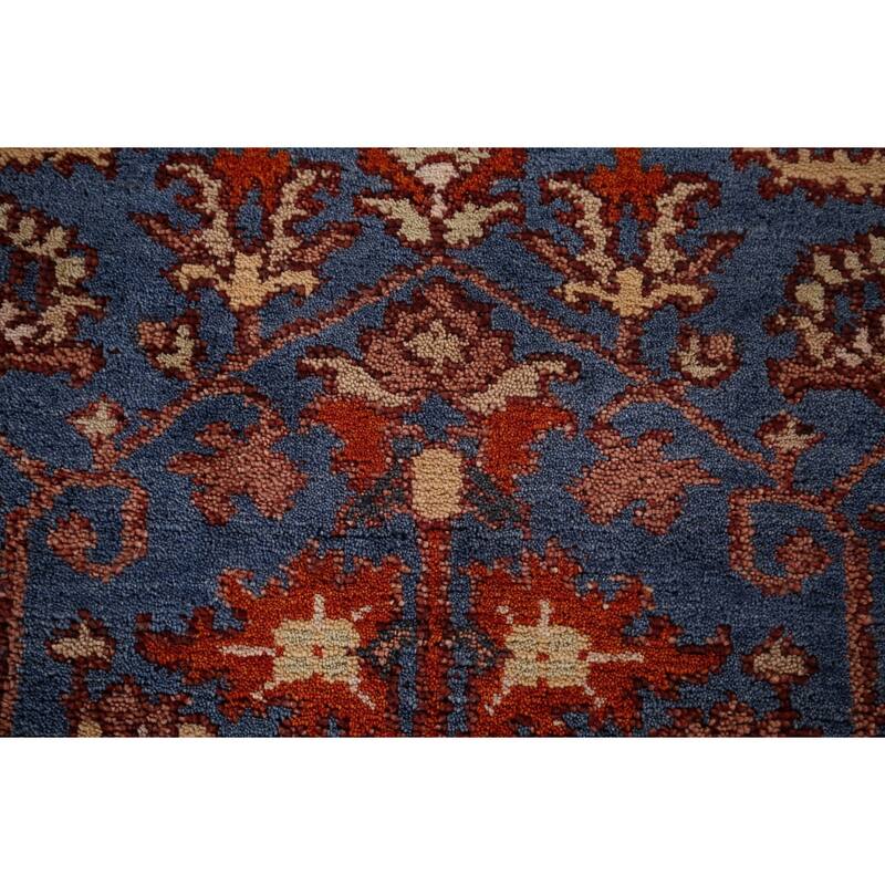 Blue Oushak Indian Area Rug Hand-Knotted Wool Carpet - 3'11"x 5'9"