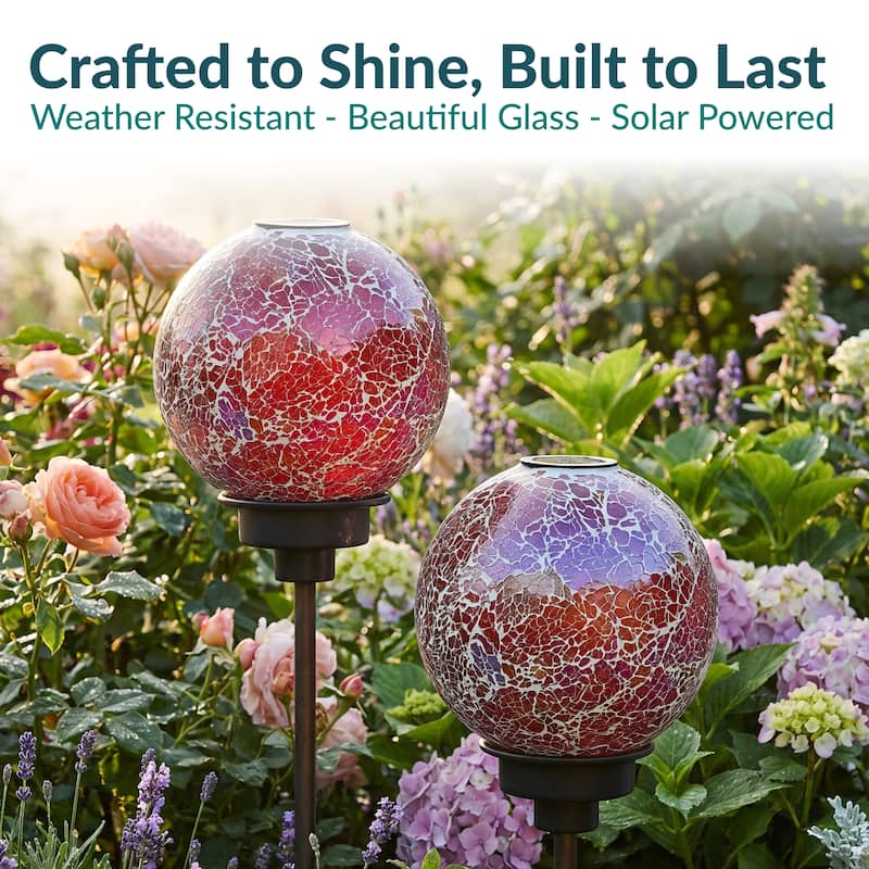 Sunnydaze 10-Inch Solar Glass Gazing Garden Globe - Pearl Pink