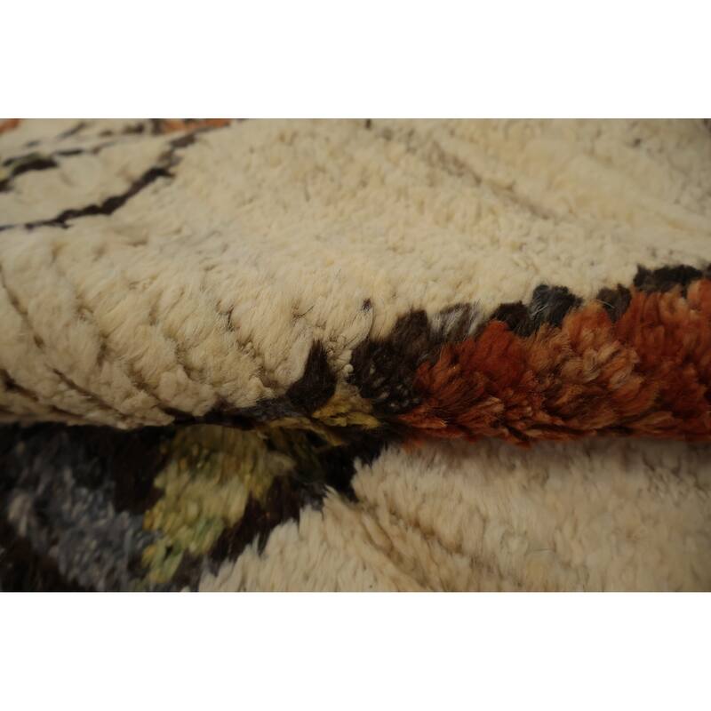 Hand Knotted Oriental 100% Wool Carpet Modern Tribal Beige & Ivories Moroccan Area Rug - 10' 3'' X 7' 0''