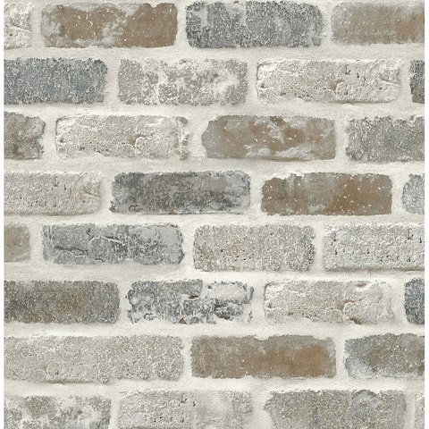 NextWall Washed Brick Peel and Stick Removable Wallpaper - 20.5 in. W x 18 ft. L