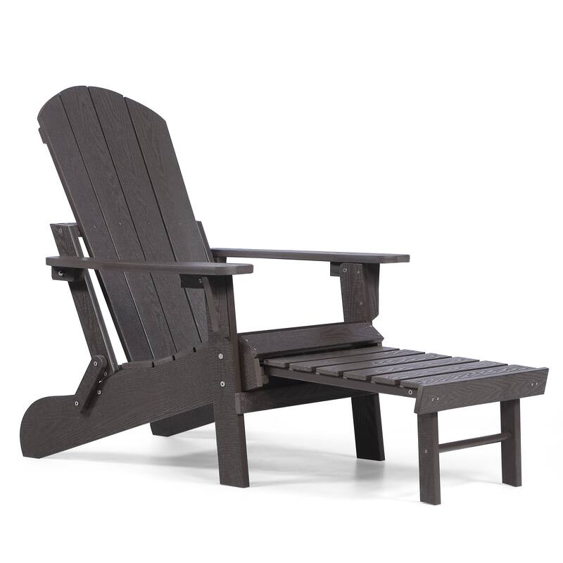 Seaton Folding Poly Adirondack Chair with Pull-out Ottoman, Set of 2