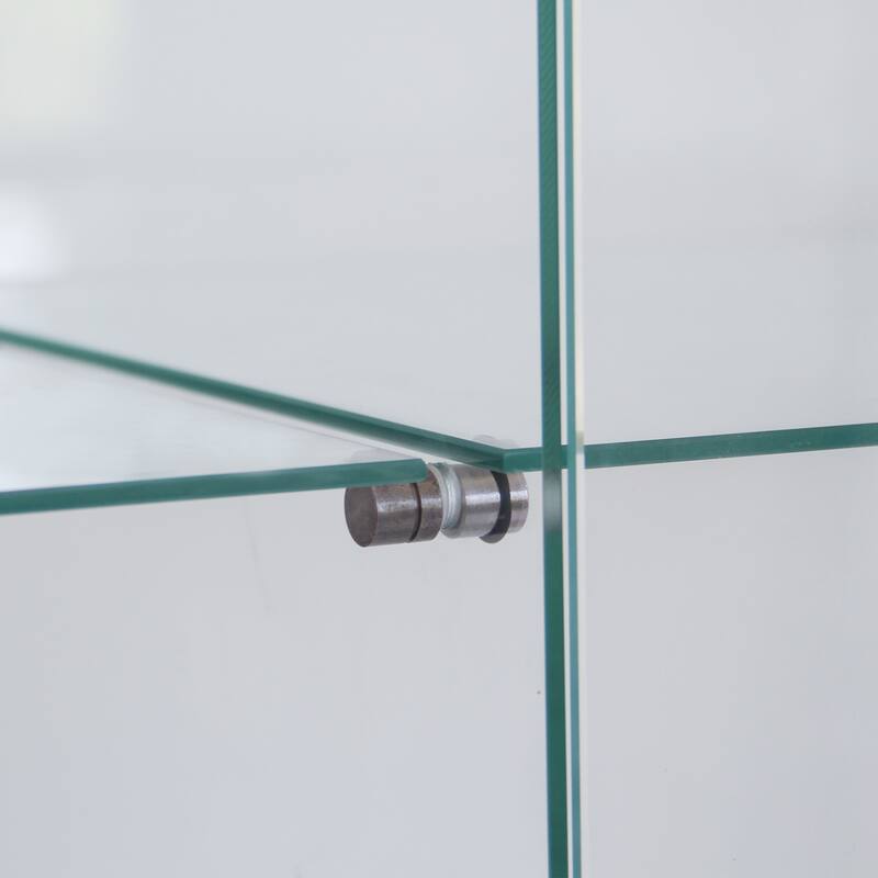 Glass Display Cabinet with 4 Shelves Extra Large, Curio Cabinets, Floor Standing Glass Bookshelf, Quick Installation