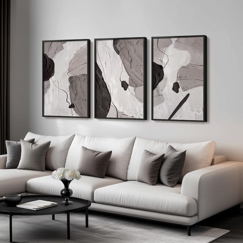 Black and White Gray Modern Abstract Wall Art