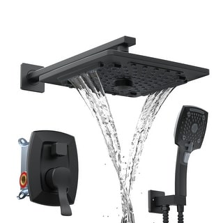 Replacement Complete Shower System Shower Faucet Set with 10 in. Head Complete Shower System Matte Black ...