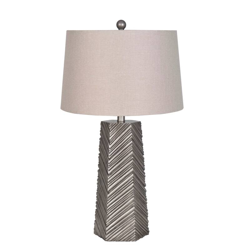 29" Textured Polyresin Table Lamp, Antique Silver (Set of 2) N/A