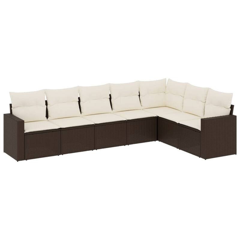 vidaXL Garden Sofa Set Brown, Cream White - 24.4 x 25.8 x 27.2