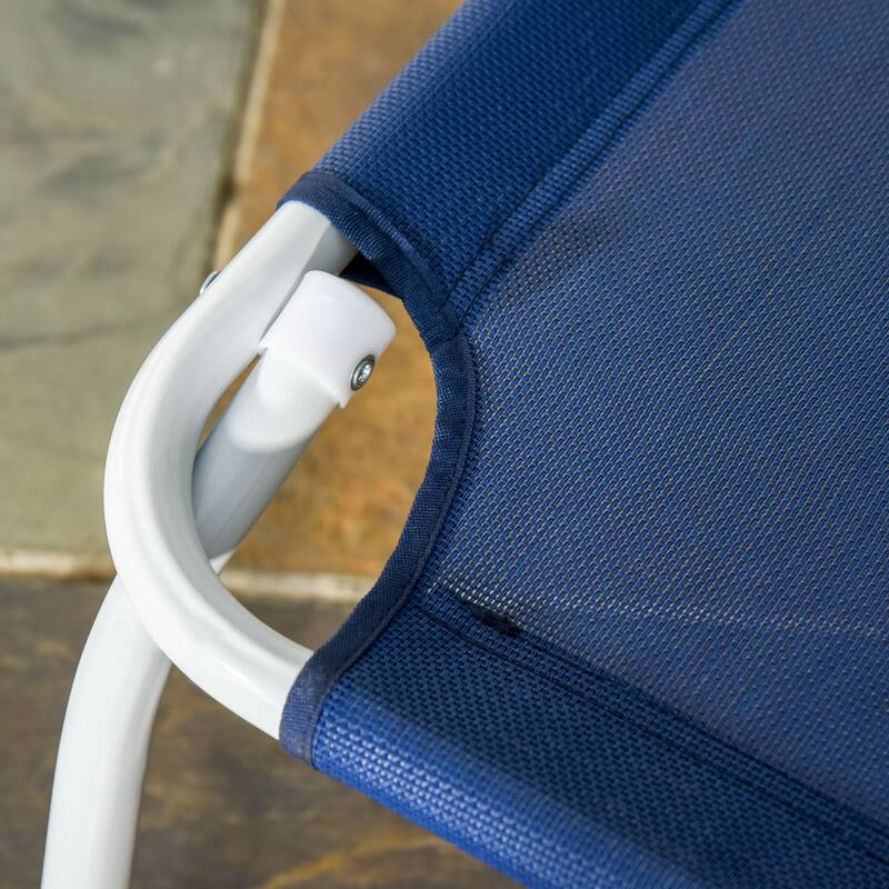 Outsunny Folding Chaise Lounge, Outdoor Sun Tanning Chair, Four-Position Reclining Back, Armrests, Iron Frame & Mesh Fabric