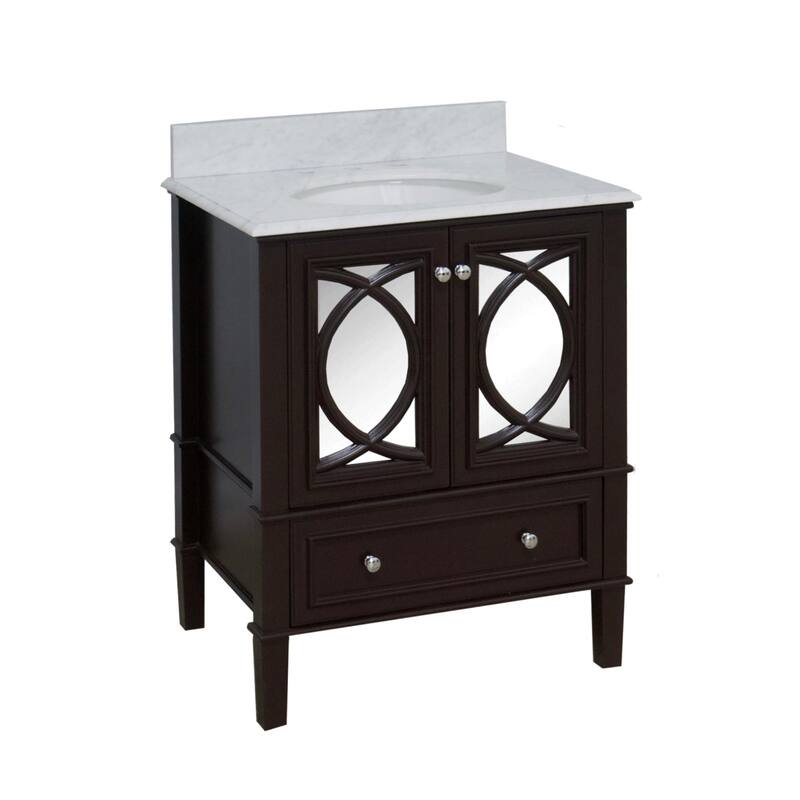 KitchenBathCollection Olivia 30" Bathroom Vanity with Carrara Marble Top