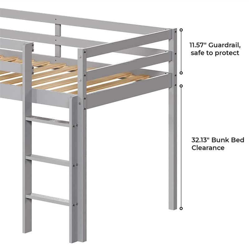 Solid Wood Toddler Platforms Loft Bed Twin Size With Stairs
