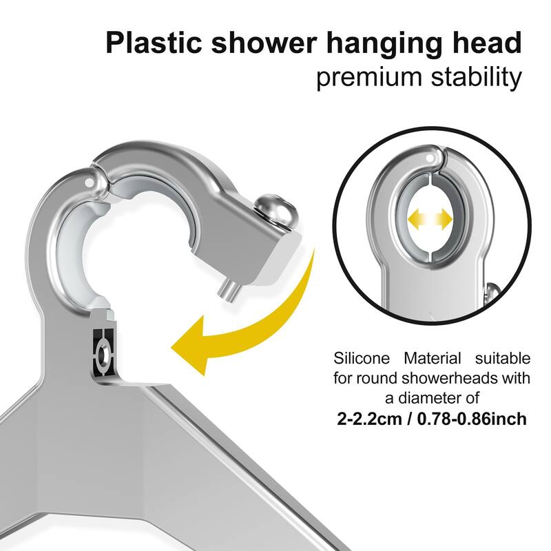 Adjustable Anti-slip Shower Caddy over Shower Head, Rustproof Bathroom Hanging Shower Organizer with 2 Hooks for Razor