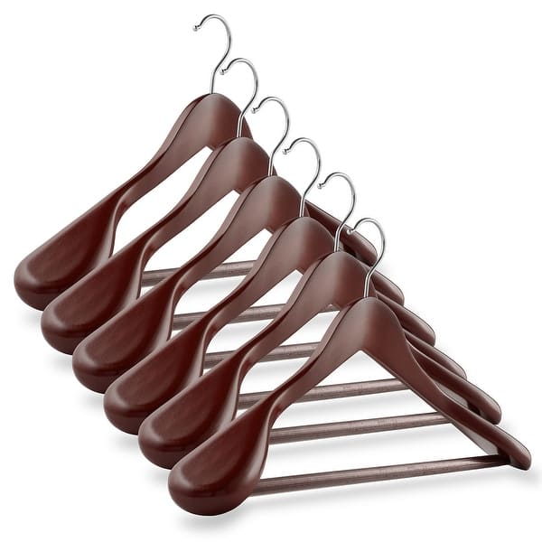 6pk Wide Shoulder Wooden Suit Hangers - Cherry